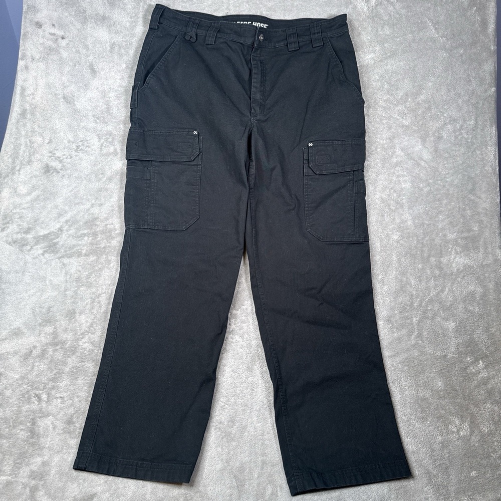 Duluth Trading Flex Fire Hose Cargo Pants Mens 40x32 Black Workwear Utility